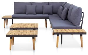 Set mobilier de grădină cu perne 7 locuri lemn masiv de acacia