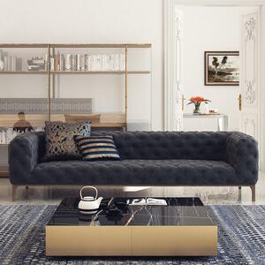 Canapea cu 4 locuri Fashion, lemn/nubuck, gri, 273 x 100 x 71 cm