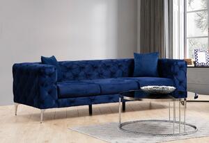 Canapea cu 3 locuri Como, lemn/PAL/poliester, bleumarin, 237 x 90 x 73