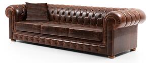 Canapea 4 locuri Cupon, lemn/piele, maro inchis, 276 x 100 x 78 cm