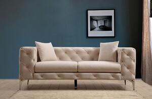 Canapea cu 2 locuri Como, lemn/PAL/poliester, crem, 197 x 90 x 73 cm +