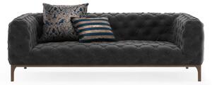 Canapea cu 2 locuri Fashion, lemn/nubuck, gri, 198 x 100 x 71 cm