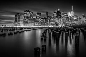 Fotografie Manhattan Skyline at Sunset | Monochrome, Melanie Viola