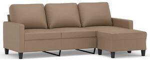 Canapea cu 3 locuri / taburet cappuccino 180 cm piele ecologică