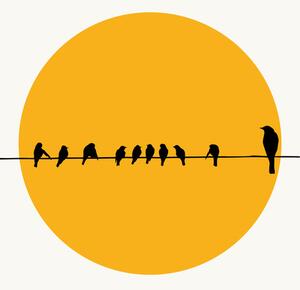 Ilustrație Birds Family, Kubistika, (26.7 x 40 cm)