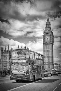 Fotografie LONDON Monochrome Houses of Parliament and traffic, Melanie Viola