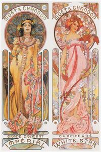 Reproducere Moët & Chandon Champagne (Beautiful Pair of Art Nouveau Lady, Advertisement) - Alfons / Alphonse Mucha, (26.7 x 40 cm)