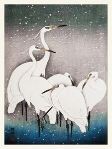 Reproducere Group of Egrets (Japandi Vintage) - Ohara Koson, (30 x 40 cm)