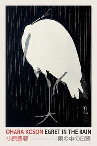 Reproducere Egret in the Rain (Japanese Woodblock Japandi print) - Ohara Koson