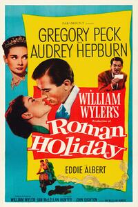 Reproducere Roman Holiday, Ft. Audrey Hepburn & Gregory Peck (Vintage Cinema / Retro Movie Theatre Poster / Iconic Film Advert)