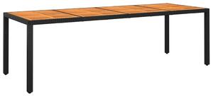 Masă de grădină, negru, 250x100x75cm, lemn de acacia/poliratan