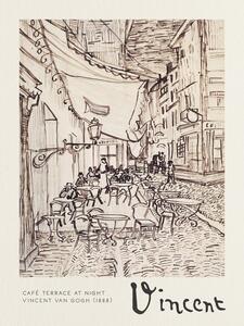 Reproducere Café Terrace at Night Sketch - Vincent van Gogh