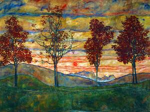Reproducere Four Trees (Vintage Landscape) - Egon Schiele