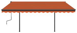 Copertină retractabilă automat stâlpi portocaliu&maro 4,5x3,5 m