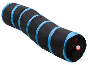 Tunel pentru pisici în formă S, negru/albastru 122 cm poliester