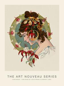 Ilustrație Confidence (Beautiful Gypsy Woman / Golden) - Alphonse Mucha