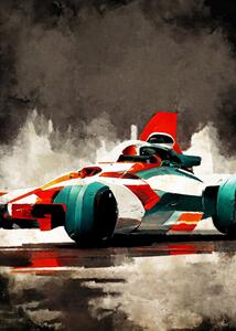 Ilustrație Formula 1 red grey, Justyna Jaszke, (30 x 40 cm)