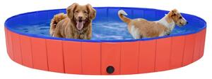 Piscină pentru câini pliabilă, roșu, 200 x 30 cm, PVC