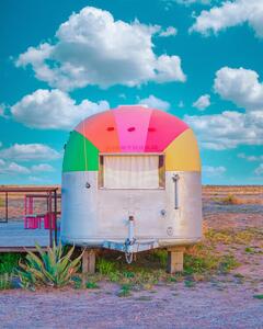 Fotografie Vintage Camper Trailer With Rainbow Top, Tom Windeknecht