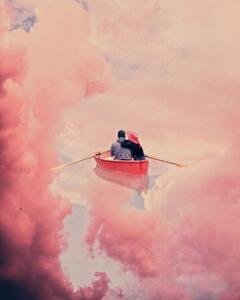 Ilustrație Pink sailing, spacerocket art