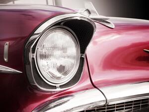 Fotografie American classic car Bel Air 1957 Headlight, Beate Gube