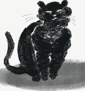 Ilustrație Portrait of a black cat, Little Dean