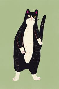 Ilustrație Black and white cat, Little Dean