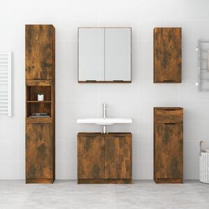 Set dulapuri de baie, 5 piese, stejar afumat, lemn prelucrat