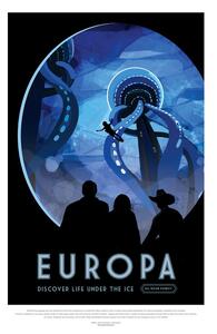 Ilustrație Europa (Retro Planet & Moon Poster) - Space Series (NASA), (26.7 x 40 cm)