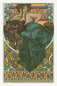 Reproducere Lady & Bear (Vintage Art Nouveau Beaitufl Portait) - Alfons / Alphonse Mucha, (26.7 x 40 cm)