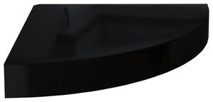 Rafturi de colț, 4 buc., negru extralucios, 25x25x3,8 cm, MDF