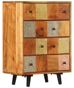 Comodă cu sertare 55x30x75 cm, lemn masiv de acacia și metal