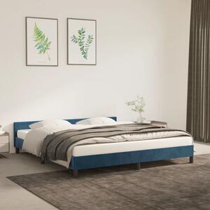 Cadru de pat cu tăblie, albastru închis, 180x200 cm, catifea