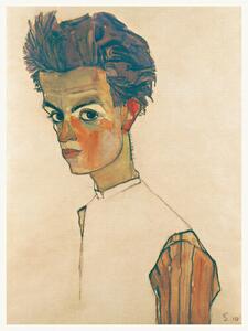 Reproducere Man in Striped Shirt (Male Self Portrait) - Egon Schiele, (30 x 40 cm)