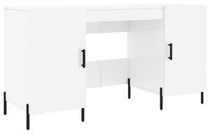 Birou, alb extralucios, 140x50x75 cm, lemn compozit