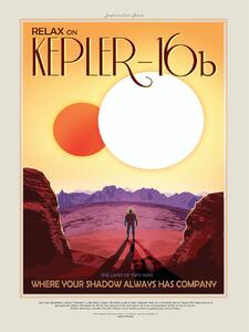 Artă imprimată Relax on Kepler 16b (Retro Intergalactic Space Travel) NASA, (30 x 40 cm)