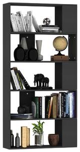 Bibliotecă/Separator cameră negru, 80x24x159 cm, lemn prelucrat