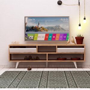 Comodă TV cu detalii cu aspect de lemn de stejar Garetto Glasgow, alb