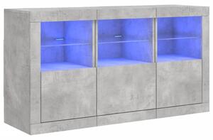 Servantă cu lumini LED, gri beton, 123x37x67 cm