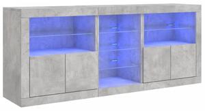 Servantă cu lumini LED, gri beton, 181,5x37x67 cm