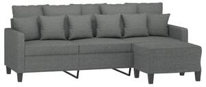 Canapea cu 3 locuri și taburet, gri închis, 180 cm, textil