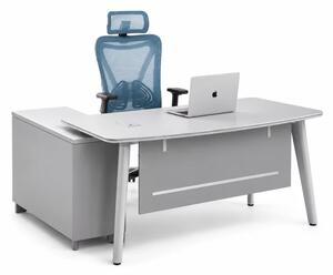 Set Velaris & Norvex - Birou cu dulap lateral si Scaun de birou ergonomic cu suport lombar reglabil