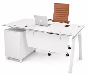 Set Prime & Prestige - Birou cu blat de sticla si Scaun de birou ergonomic, reglabil din piele ecologică