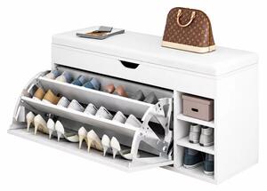 Dulap pentru pantofi cu bancă – Design modern și elegant, 100x34x50 cm, culoare albă, soluție practică pentru organizare