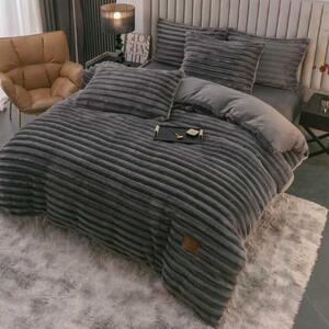Lenjerie Cocolino uni, 4 piese, gri antracit, cearceaf cu elastic 180x200 cm