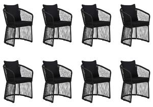 Set mobilier pentru grădină cu perne, 9 piese, negru