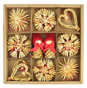 Set de ornamente de paie cu păpuși, 30 buc
