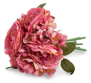 Buchet flori artificiale Camelii roz, 19 x 25 cm