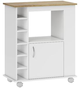 HOMCOM Cărucior de Bucătărie cu Dulăpior, 6 Compartimente de Depozitare și 3 Rafturi Laterale, 75x39.5x88 cm, Alb | Aosom Romania