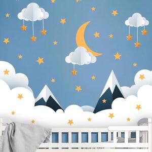 Autocolant de perete pentru copii 90x60 cm Mountains in Stars and Clouds – Ambiance